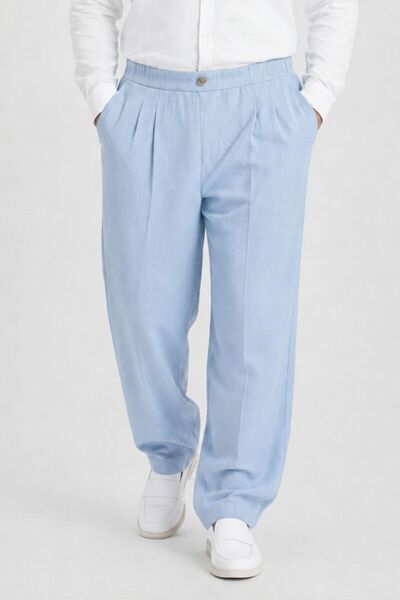 RELAXL S-12Xl 100% Cotton Summer Comfortable Fit Baggy Trousers Baby Blue