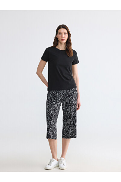 LC Waikiki Özmarka New Season Elastic Waist Patterned Women's Capri Pants