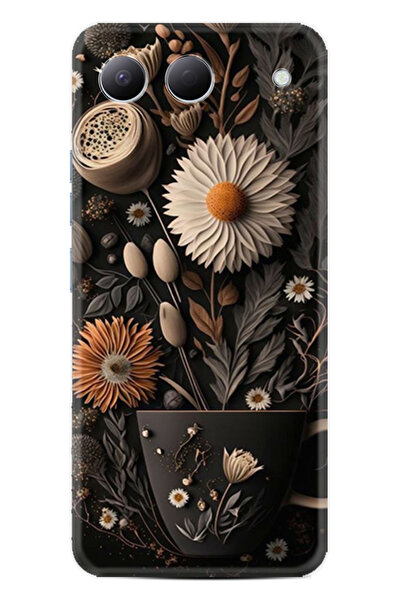 TECNO Spark 40 5G Uyumlu Kılıf Boutique Baskılı Resimli Kahve Çiçek Pcode -095