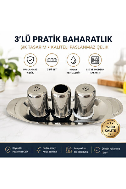 MyHomeMnk 3 Pcs - Stainless Steel - Salt Shaker, Pepper Shaker and Toothpick ...