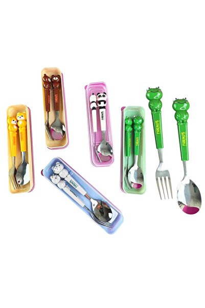 Bam Children's Fork and Spoon Set Stainless Steel with Animal Figures