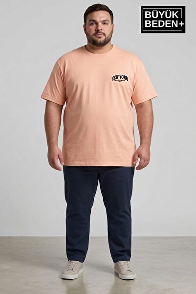Superlife Süperlife Men's Large Size New York Printed 3Xl-6Xl Crew Neck T-Shi...