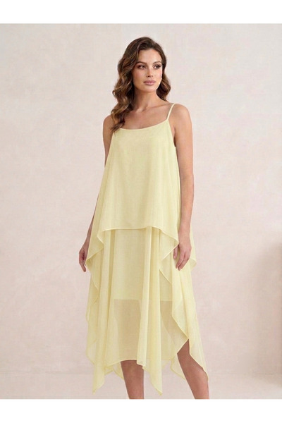 Lovely butik Ασύμμετρο κομψό μίντι φόρεμα με λεπτομέρεια στρώσεων και λουράκι...
