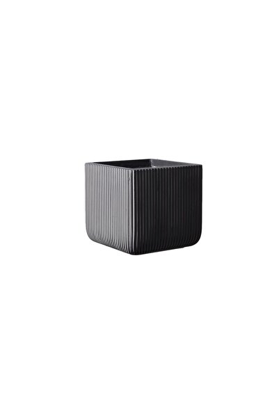 SUPERGREENS Γλάστρα Πήλινη Τετράγωνη ''Stripe'' Γκρι M 31x31x28 εκ.