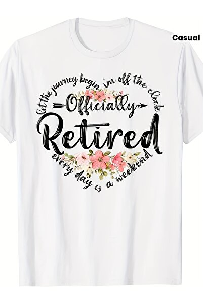 212Wear تي شيرت "Wo'S Officially Retired" بتصميم مضحك مع قلب وزهور، هدية مثال...