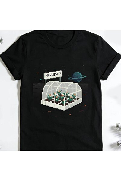 BASEPULSE Pixel Greenhouse Plant Harvest Logo with Space Planet Background Me...