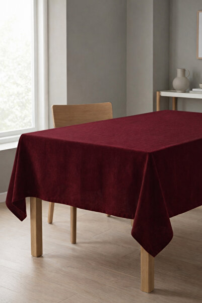 Cortibo Barcelona Velvet Textured Tablecloth Claret Red