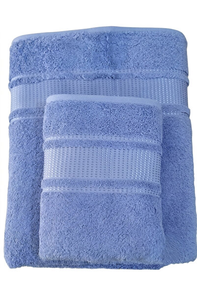 Özdilek Colorist 100% Cotton Towel Set G.Blue Color (Hand Face Towel+Bath Towel)