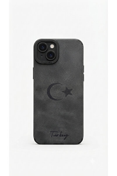 FlexiCase iPhone 13 Uyumlu Türk Bayrağı Ay Yıldız Desenli Füme Kamera Korumal...