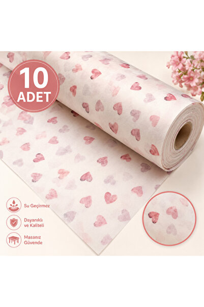 MERİP PLASTİK KALP DESENLİ PELUR KAĞIT -10 ADET -40X60