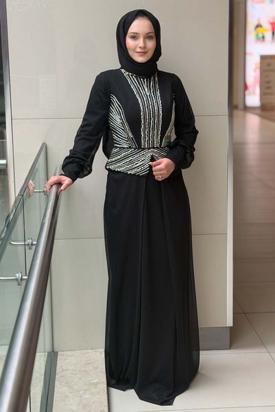 Mahal Fashion Night Stone Embellished Evening Dress