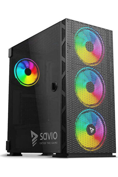 Savio Raptor X1 ARGB Carcasă PC Gaming Midi Tower cu Fereastră Laterală Negru