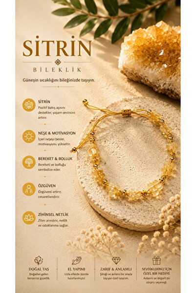 OSMANLI DEĞERLİ TAŞ Certified Citrine Bracelet (3-4 mm Macrame Bracelet)
