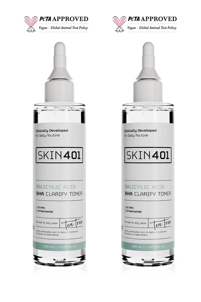 Skin401 %2 Salisilik Asit Bha Arındırıcı, Siyah Nokta Karşıtı Tonik 2'li Set