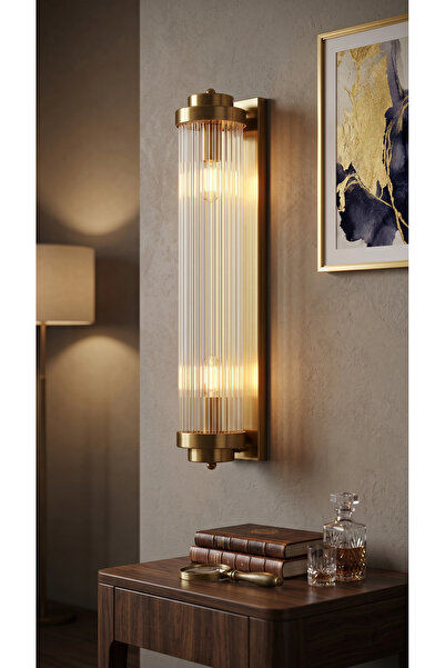 Vinner Pillar Modern Eskitme Mat Gold Duvar Lambası - Şık Salon Aplik Aydınlatma