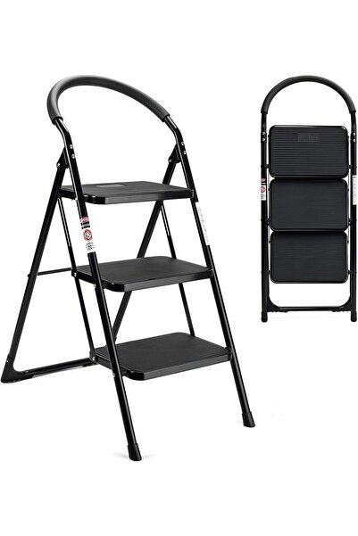 Cady One 3 Step Folding Step Stool with Wide Anti-Slip Pedals Heavy Duty with...