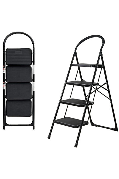 Cady One 4-Step Folding Ladder with Wide Anti-Slip Treads, Heavy Duty with St...