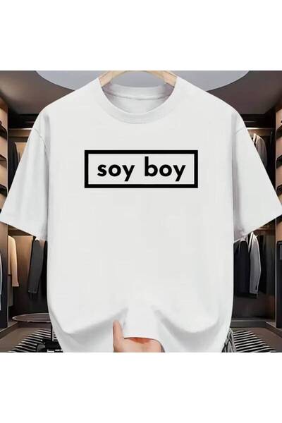 17 seramik تي شيرت رجالي مطبوع عليه "Soy Boy" - قميص بأكمام قصيرة مع طباعة حر...