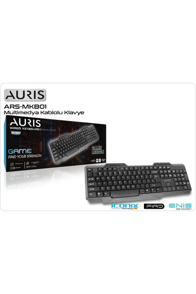 Auris MKB01 Multimedya Tuşlu Kablolu Klavye 1.5 m USB Kablolu | Düşük Gürültü...