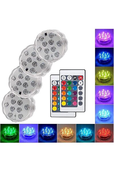 Arabest 4 قطع من مصابيح LED مقاومة للماء قابلة للغمر، مصباح RGB بـ16 لونًا مع...