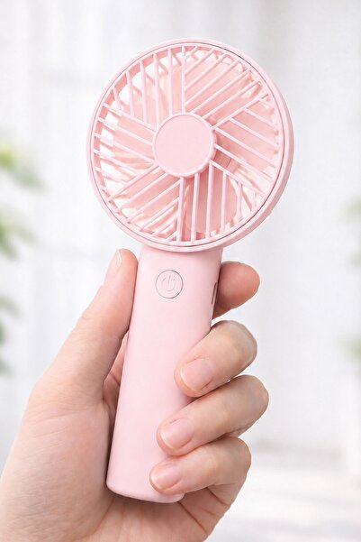 Telvesse Standlı 3 MOD Şarjlı El Fanı 3 Kademe Seyahat Masaüstü Vantilatör Taşınabilir Mini Fan Pembe F137