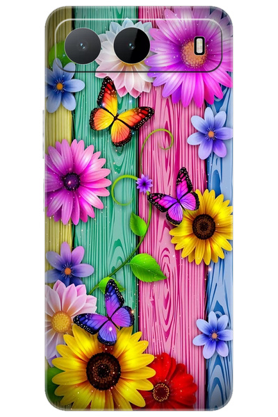 TECNO Spark 40 5G (KM8n) Uyumlu Kılıf Desen Baskılı Silikon Papatya Kelebekle...