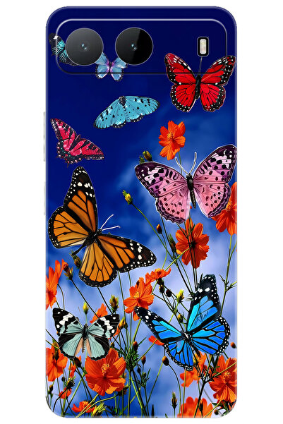 TECNO Spark 40 5G (KM8n) Uyumlu Kılıf Desen Baskılı Silikon Renkli Kelebekler...