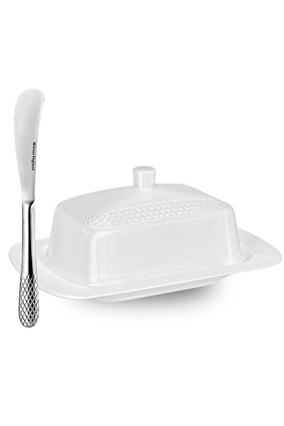 WILMAX ENGLAND Set Untiera cu cutit, Portelan Alb, 18.5x12.5x7.5 cm, Fine Por...
