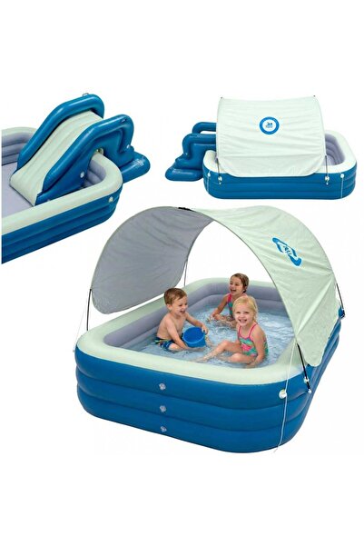 Ikonka Piscina gonflabila de gradina pentru copii Blue/Green, din PVC reziste...