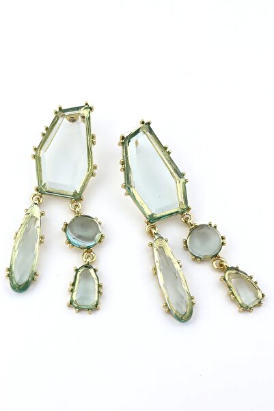 Haziran Accessory, Zra Dangle Colorful Glass Big Earrings