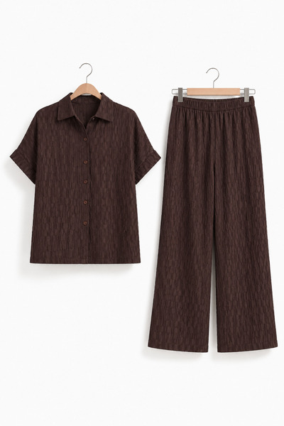Talvien Shirt Pants Double Muslin Fabric Premium Textured Set