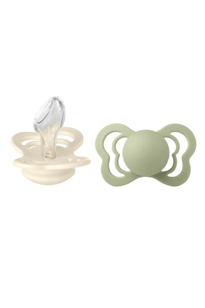 Bibs Set 2 Couture силиконови пастерни Ivory/Sage, 6 месеца