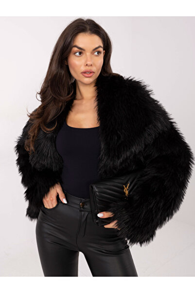 UFashion Black fur jacket with pockets