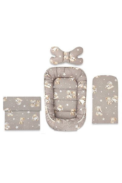 MimiNu Set 4 în 1 Cosulet bebelus, MimiNu, Cocon pentru bebeluși 75x55 cm, Hu...