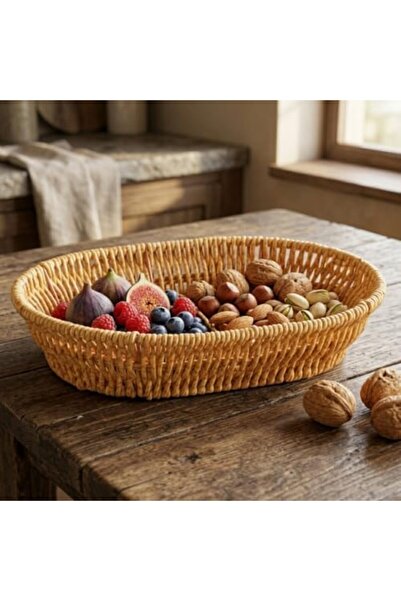 Yıldızan Handmade Natural Wicker Basket - Oval Bread Basket and Multi-Purpose...