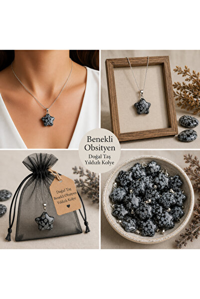 best bioenerji taş terapi Spotted Obsidian Starry Natural Stone Necklace