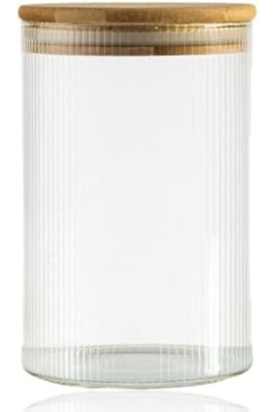 Yıldızan Nry Shop Bamboo Lid, Glass Jar, Square Jar, 200 ml Jar, Leak-Proof L...