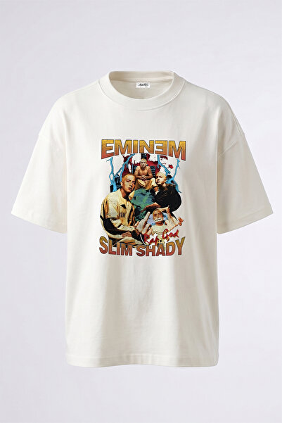 Anetos Eminem Slim Shady_1 Σχέδιο με στάμπα Unisex Oversize Λευκό T-shirt