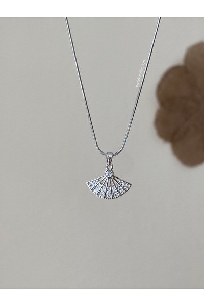 Petek Collection Fan Necklace with Steel Stone