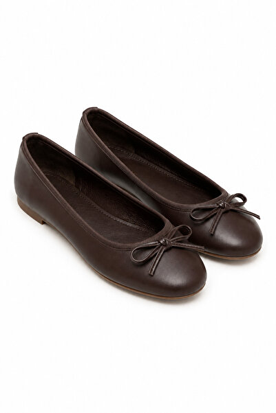 ERNİLA Genuine Leather Burgundy Women's Ballet Flats