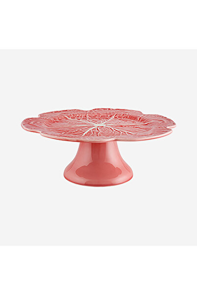 Bordallo Pinheiro Cabbage Pink Ceramic Cake Stand 31 cm