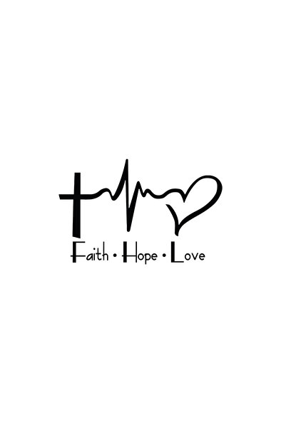 Amo-Stickers Sticker Auto Faith Hope Love 25cm Alb