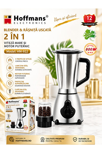 hey Blender Profesional Hoffmans – 1.5L, Multifuncțional, Putere mare, Zdrobi...