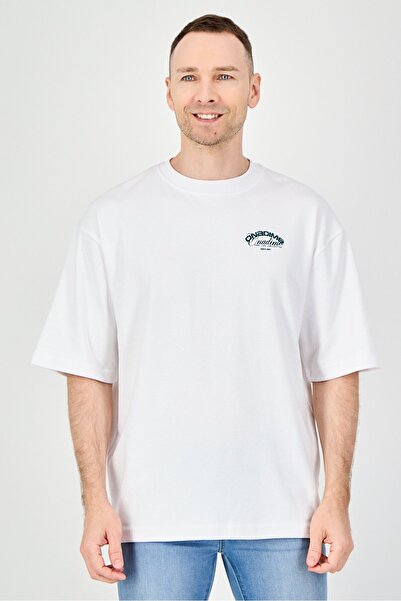 Onadime Men Crew Neck Short Sleeve Graphic Print T-Shirt, White