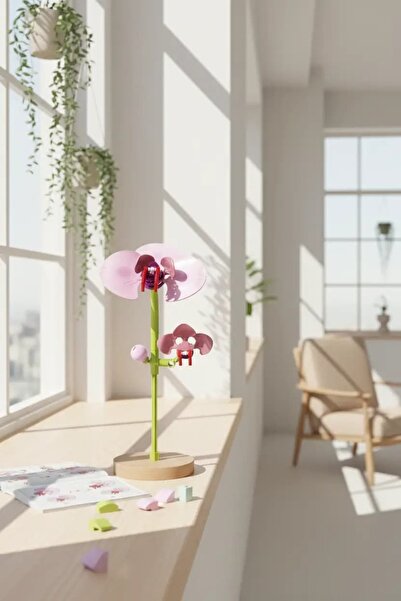 Miniso Lisanslı Orkide Çiçek Oyun Bloğu 34 Parça – Dekoratif Set 13 Cm