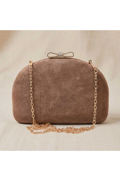 VERDE Βραδινό τσαντάκι clutch 01-1278 καφέ