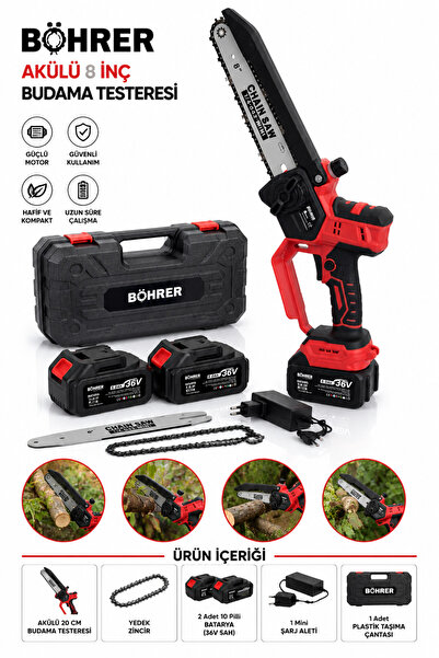 BÖHRER BA011409 36V 5AH 10PİLLİ 20CM KÖMÜRSÜZ DAL BUDAMA TESTERESİ