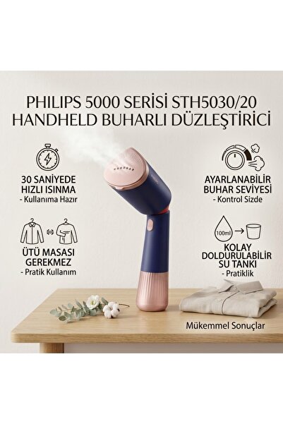 Philips 5000 Serisi El Tipi Buharlı Düzleştirici, Seyahat için taşınabilir, T...