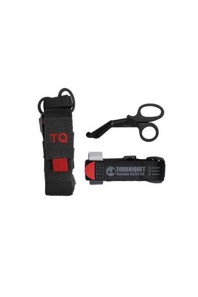 RHINO RESCUE Tourniquet With Pouch & Scissors Μαύρο
