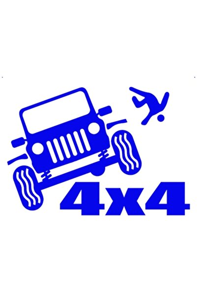 OEM Autocolant decorativ auto  "4x4 jeep off road ", 15cm, Albastru